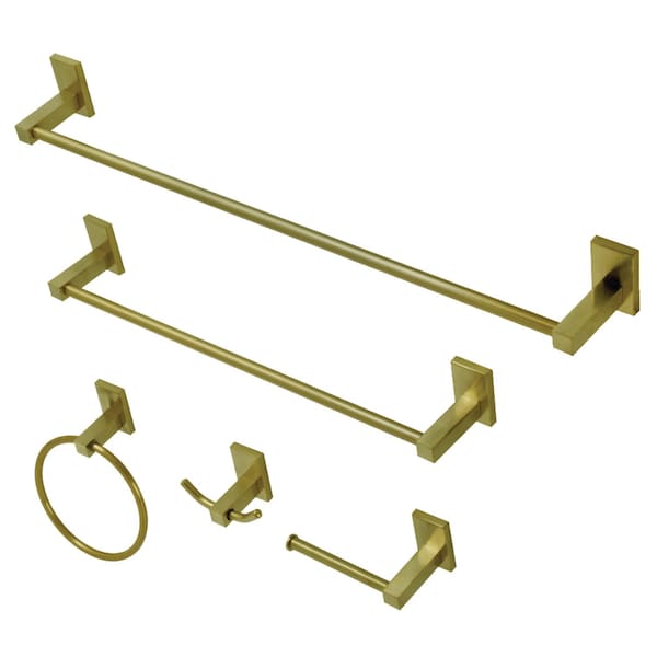 Kingston Brass BAHK8212478BB 5-Piece Bathroom Accessory Set, Brushed Brass BAHK8212478BB - main